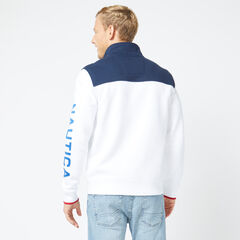 FULL-ZIP MOCK NECK SWEATSHIRT,Bright White,large
