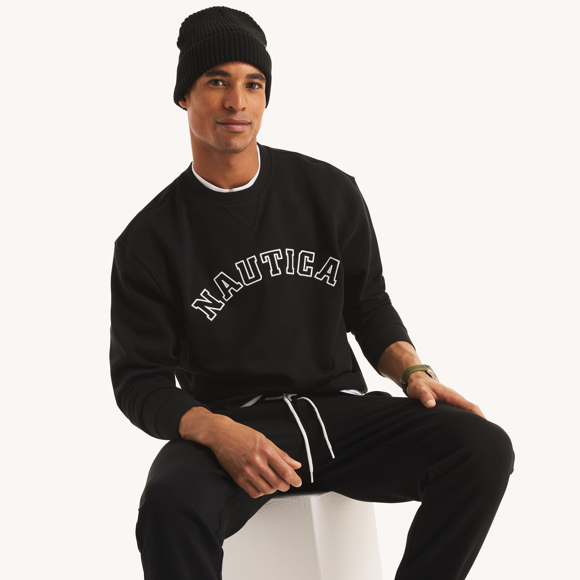 Deck Fleece Crewneck Sweatshirt,True Black,large