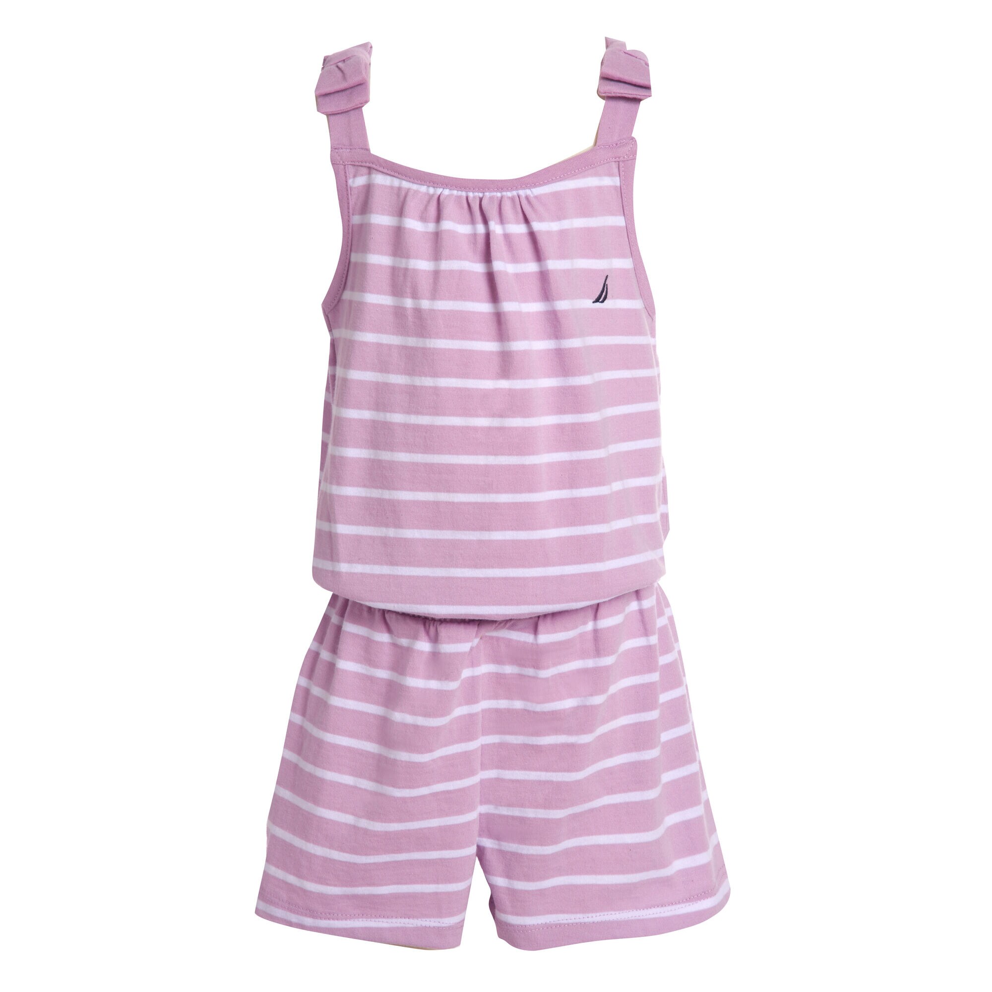 LITTLE GIRLS' STRIPE BOW-ACCENTED KNIT ROMPER (4-7),Thistle,large