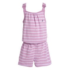 LITTLE GIRLS' STRIPE BOW-ACCENTED KNIT ROMPER (4-7),Thistle,large