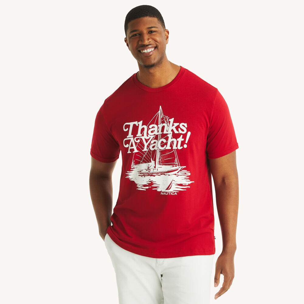 Big & Tall Thanks A Yacht Graphic T-Shirt,Nautica Red,large