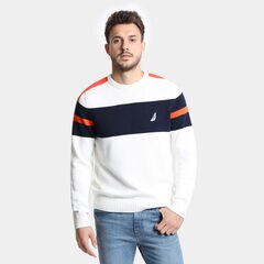Challenger Crewneck Striped Sweater,Marshmallow,large