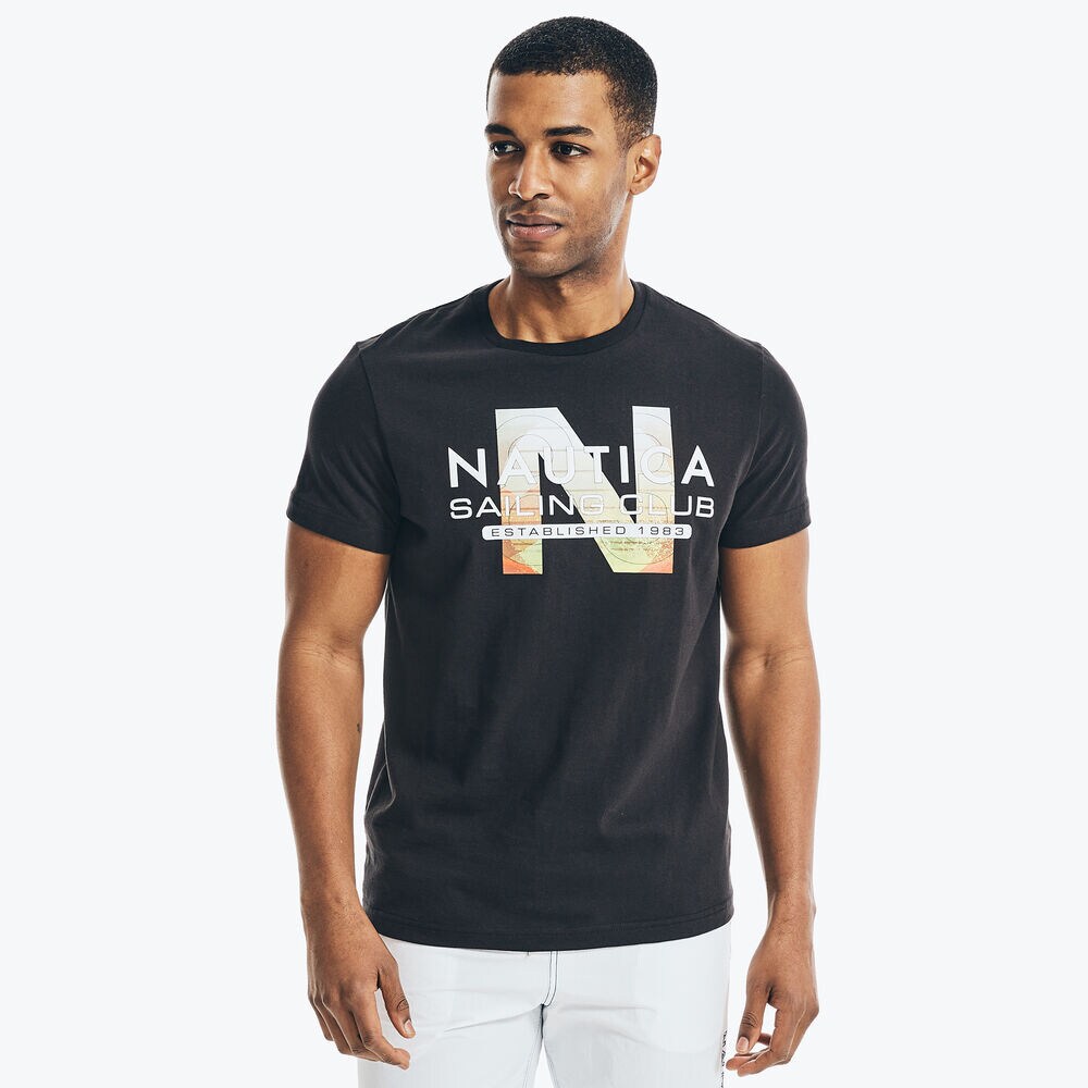 SUSTAINABLY CRAFTED SAILING CLUB GRAPHIC T-SHIRT,True Black,large