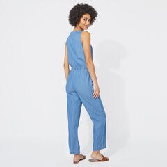 DENIM HENLEY JUMPSUIT,Deep Navy Heather,large