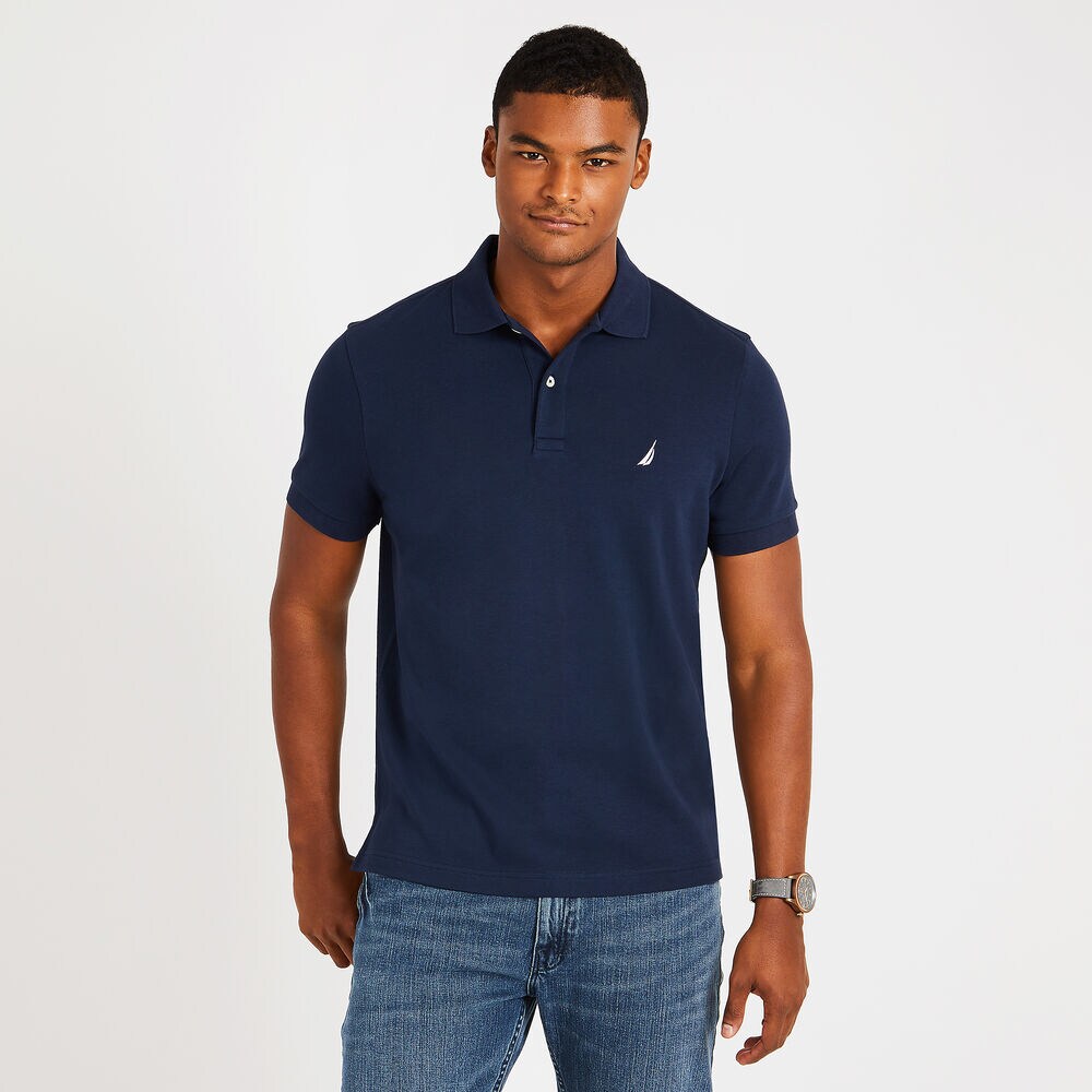 CLASSIC FIT BRAND ICON STRETCH POLO,Navy,large