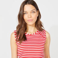 STRIPE SLEEVELESS KNIT TOP,Tomales Red,large