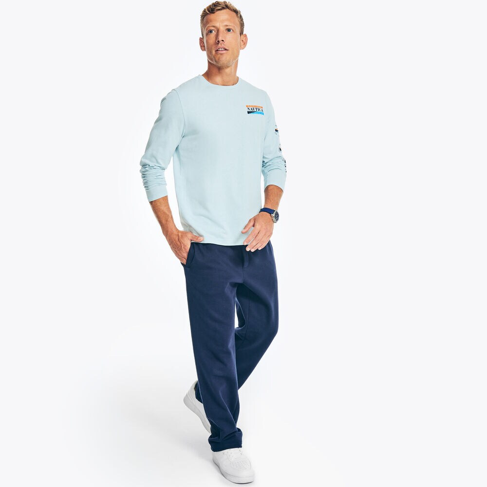 SUSTAINABLY CRAFTED LONG-SLEEVE GRAPHIC T-SHIRT,Crest Blue,large