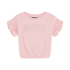 LITTLE GIRLS' TIE-FRONT SWEATSHIRT (4-7),Sunguard Red,large
