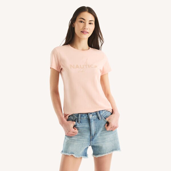 Beaded Logo Floral Graphic T-Shirt