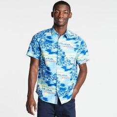 Short Sleeve Classic Fit Shirt in Print,Harbor Mist,large