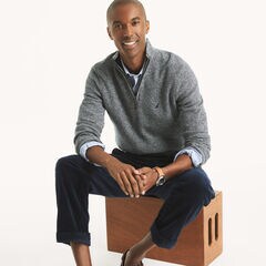 Marled Quarter-Zip Sweater,Sail White,large