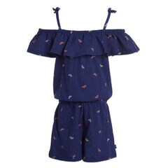 LITTLE GIRLS' FRUIT PRINT COLD SHOULDER KNIT ROMPER (4-7),Aqua Isle,large