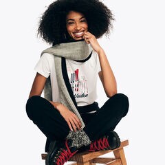 Sustainably Crafted Nautica Skiing Glitter Graphic T-Shirt,Bright White,large