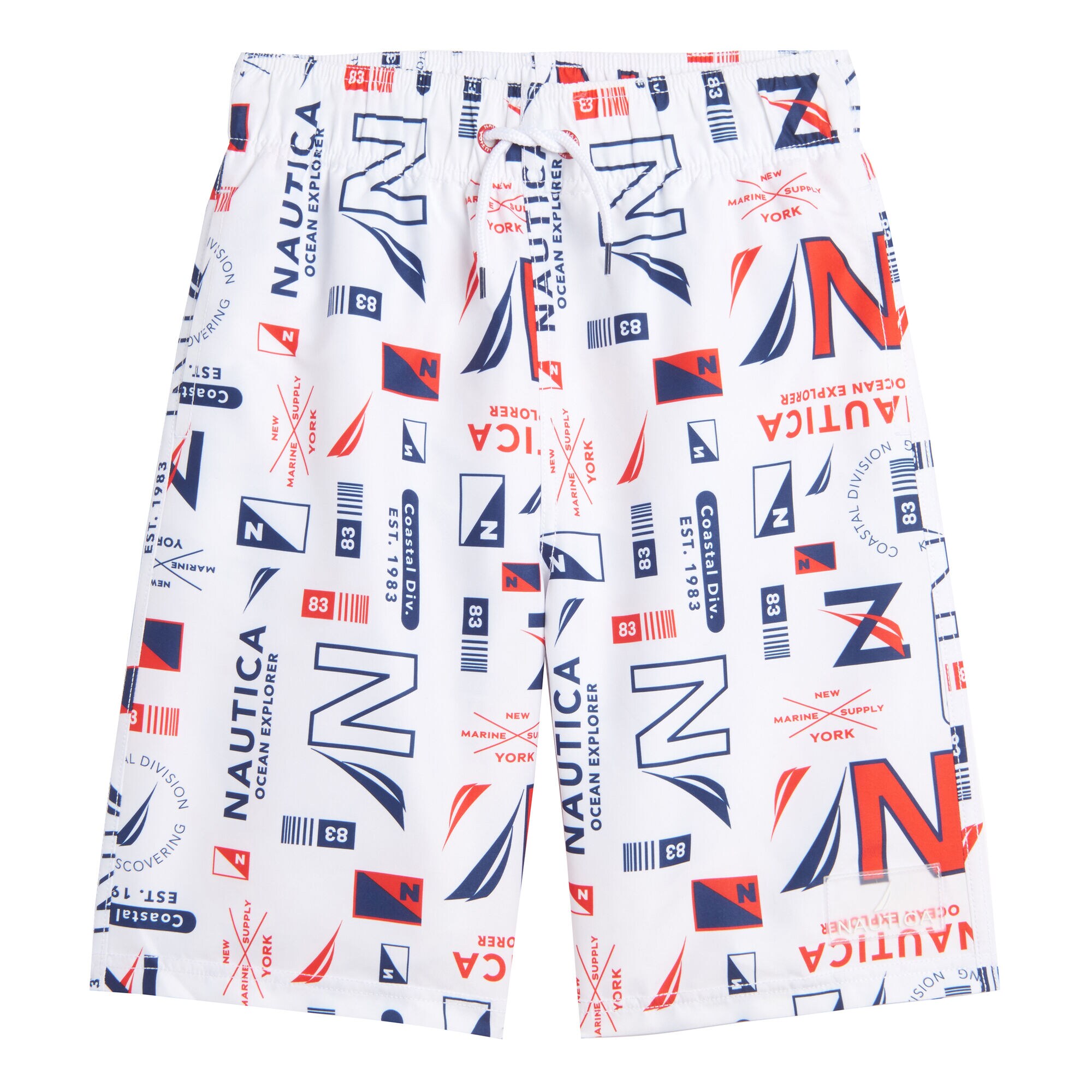 BOYS' ALL-OVER PRINT SWIM SHORT (8-20),Antique White Wash,large