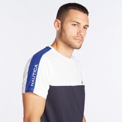 PIECED COLORBLOCK PERFORMANCE T-SHIRT,Bright White,large