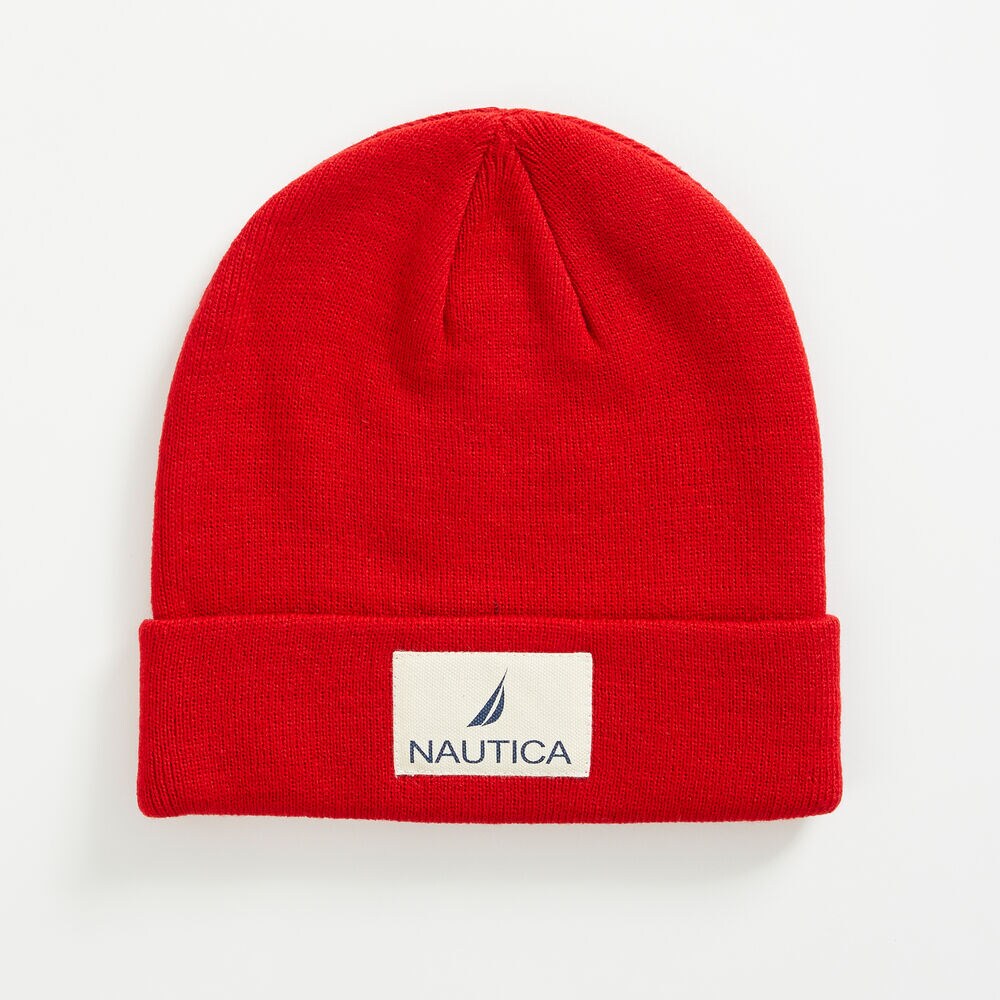 LOGO PATCH CUFFED BEANIE,Nautica Red,large