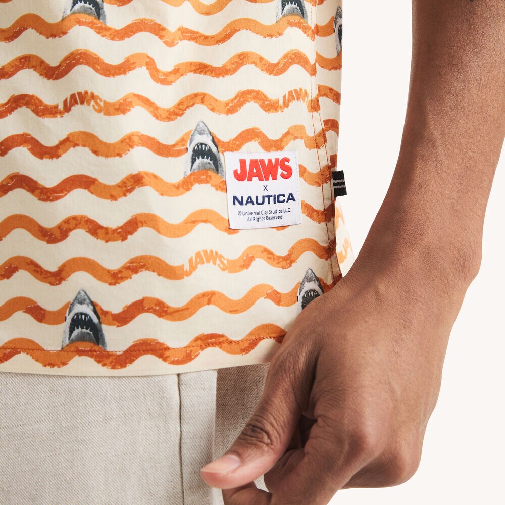 JAWS x Nautica Printed Short-Sleeve Camp Shirt,Nasturtium,large