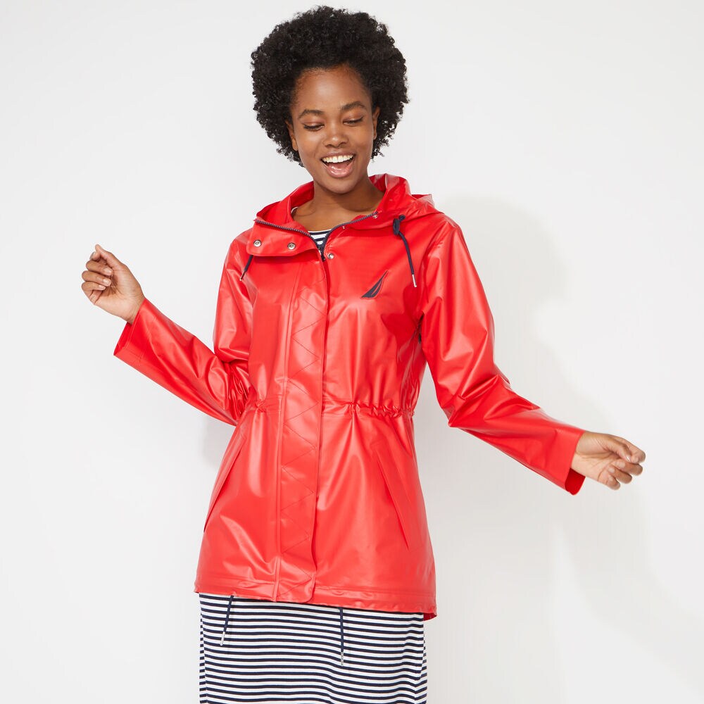 HOODED RAIN JACKET,Tomales Red,large