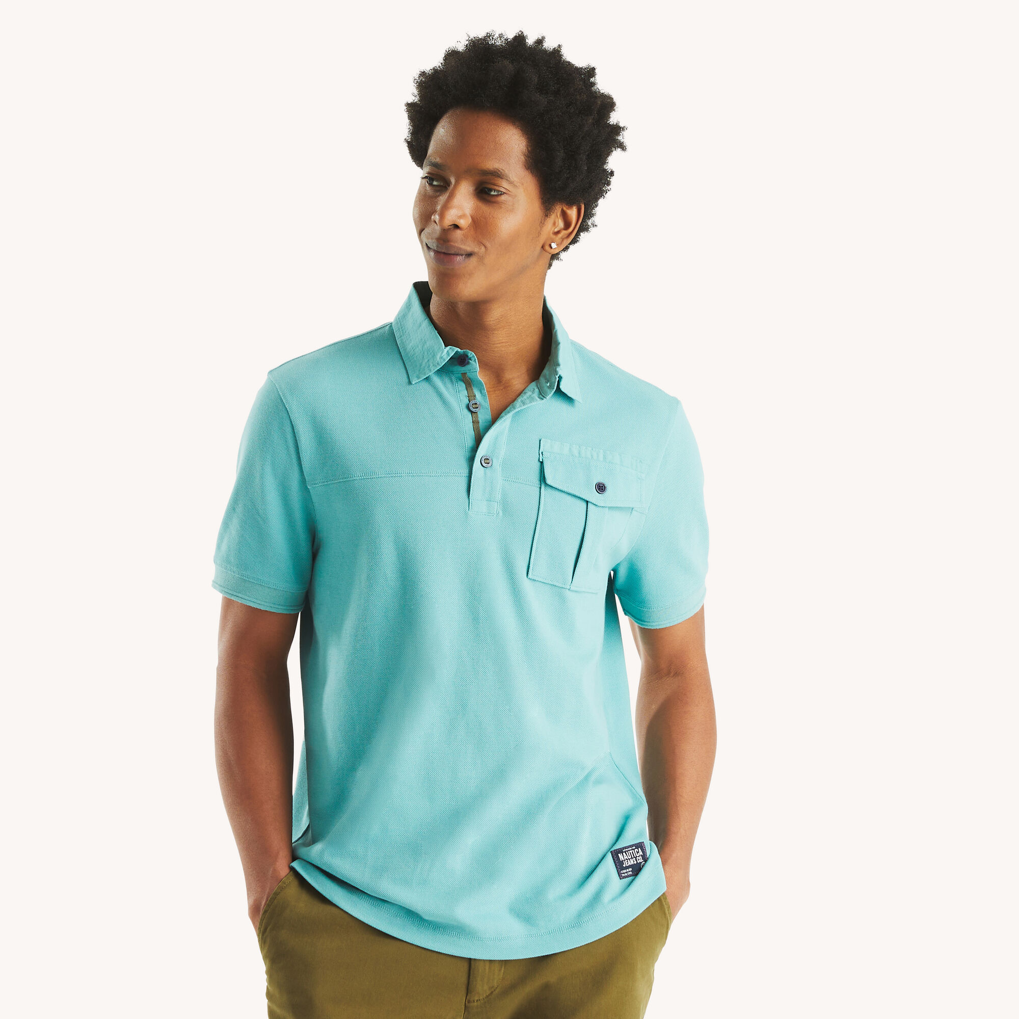 Nautica Jeans Co. Classic Fit Polo,Anchor Blue Heather,large