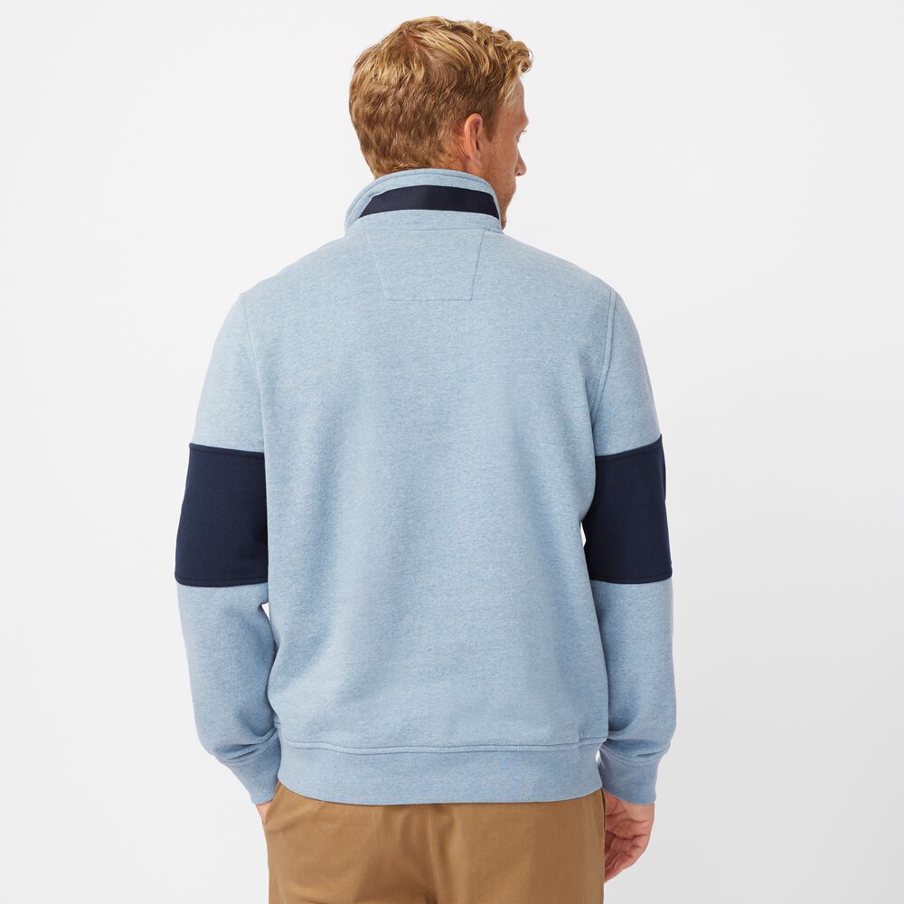 COLORBLOCK QUARTER-ZIP SWEATSHIRT,Anchor Blue Heather,large