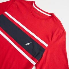 STRIPE BRAND ICON TEE,Nautica Red,large