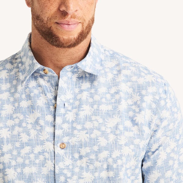 Big & Tall Printed Short-Sleeve Linen Shirt