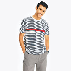 NAVTECH EVERYDAY CHEST-STRIPE T-SHIRT,Bright White,large