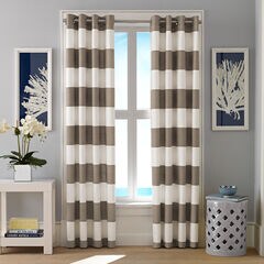 Cabana Stripe Crockery Curtain Panel Set,Honey,large