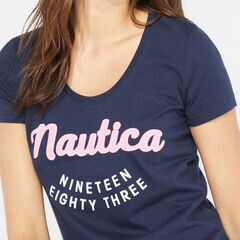 NAUTICA 1983 SCOOP-NECK T-SHIRT,Stellar Blue Heather,large