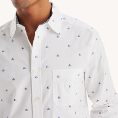 Printed Oxford Shirt,Bright White,large