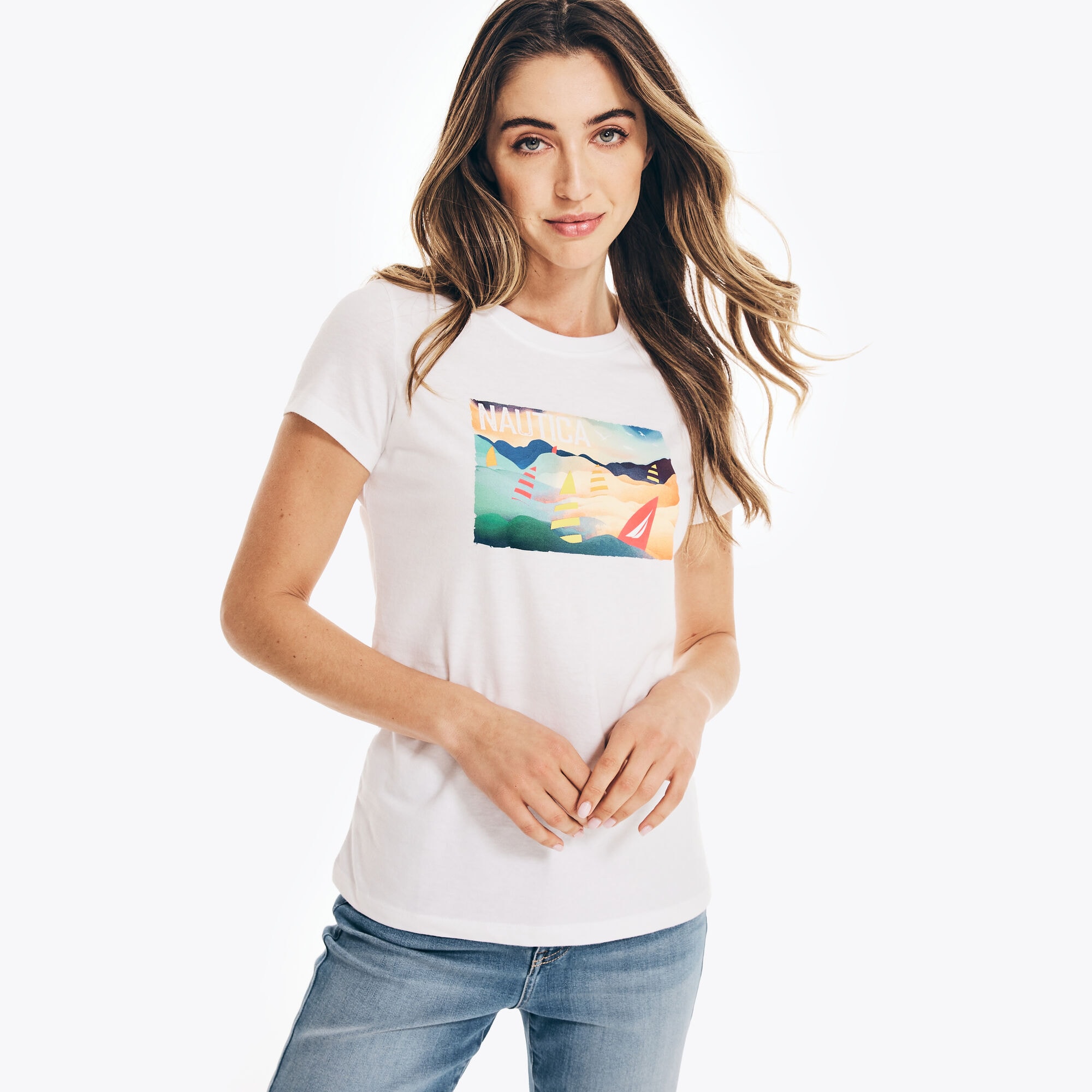 SUSTAINABLY CRAFTED BOAT GRAPHIC T-SHIRT,Bright White,large