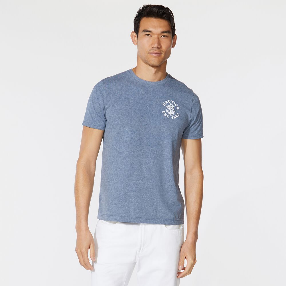 FLAG ANCHOR GRAPHIC T-SHIRT,Anchor Blue Heather,large