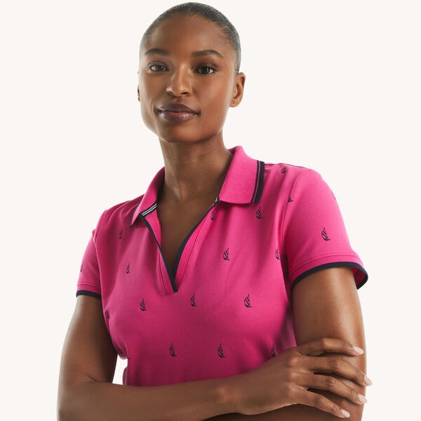 Printed Split-Neck Polo