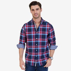 Riviera Plaid Classic Fit Button Down,Nautica Red,large