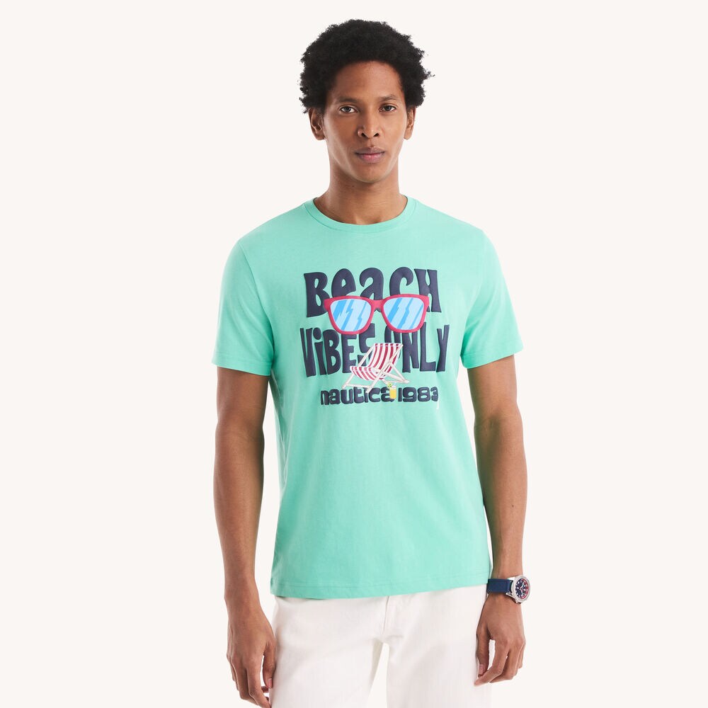 Beach Vibe Graphic T-Shirt,Mint Spring,large