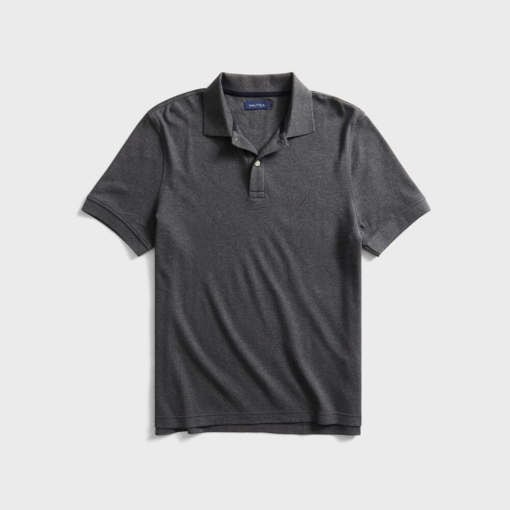 BIG & TALL CLASSIC FIT INTERLOCK POLO,Charcoal Heather,large