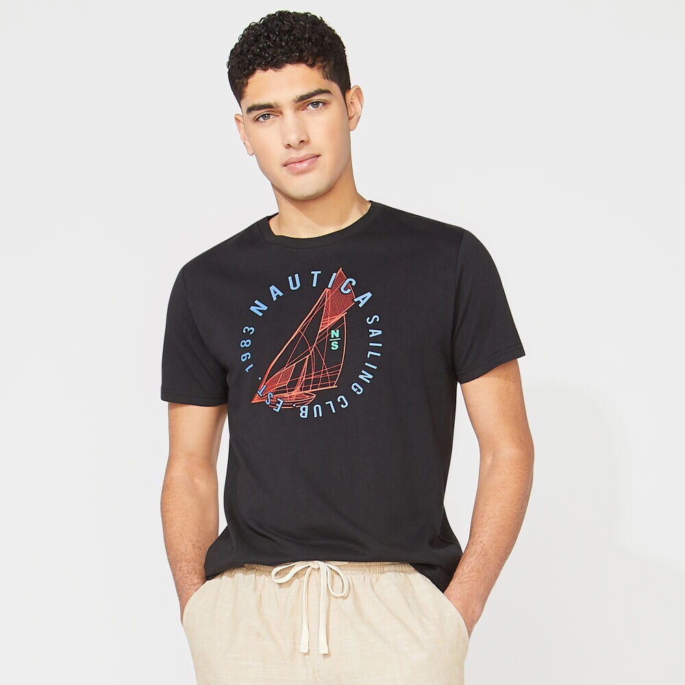 NAUTICA SAILING CLUB GRAPHIC T-SHIRT,True Black,large