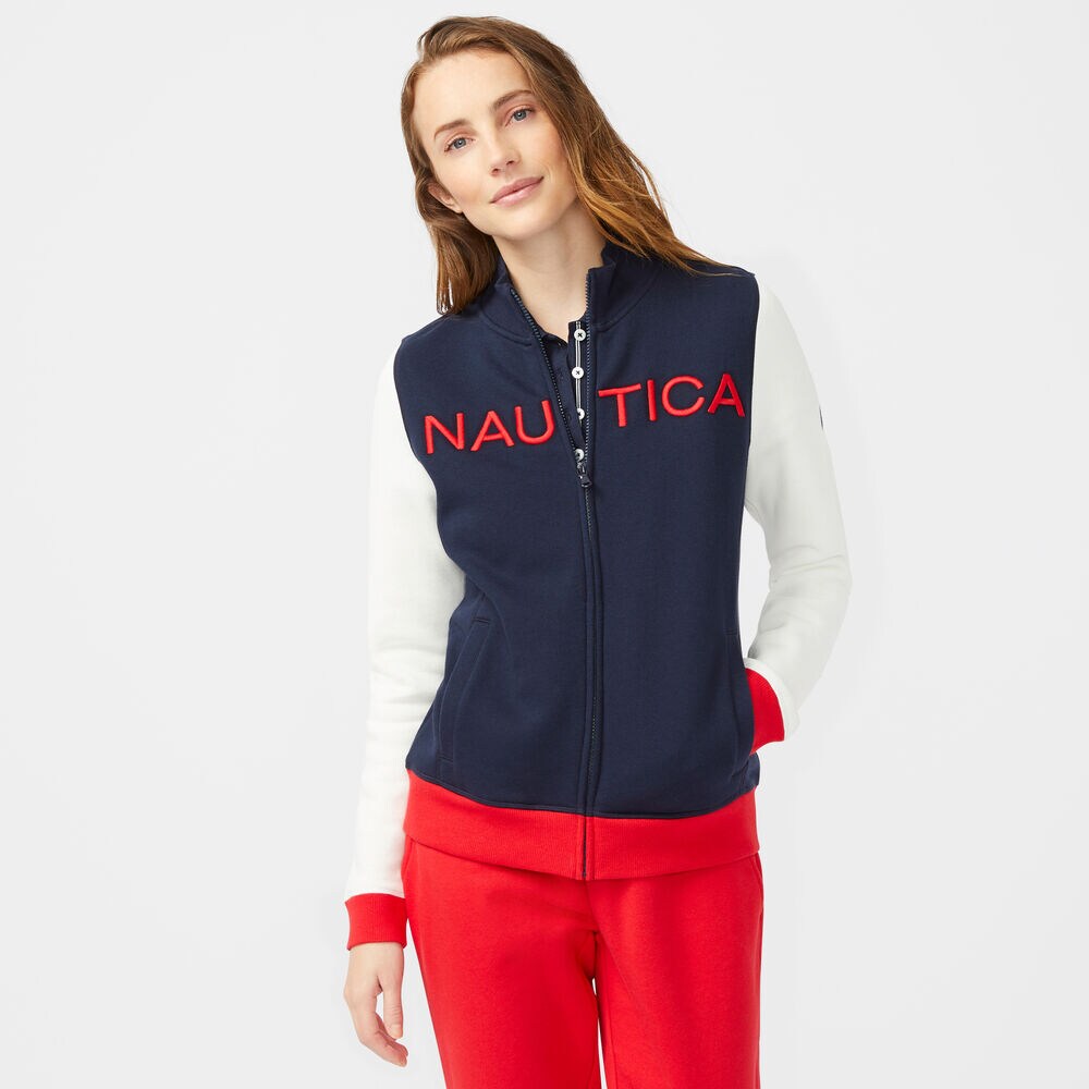 COLORBLOCK FULL-ZIP SWEATSHIRT,Stellar Blue Heather,large