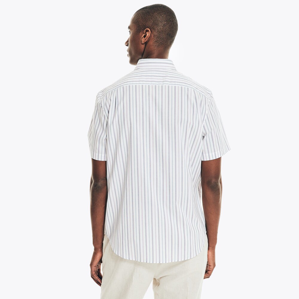 WRINKLE-RESISTANT STRIPED WEAR TO WORK SHORT-SLEEVE SHIRT,Bright White,large