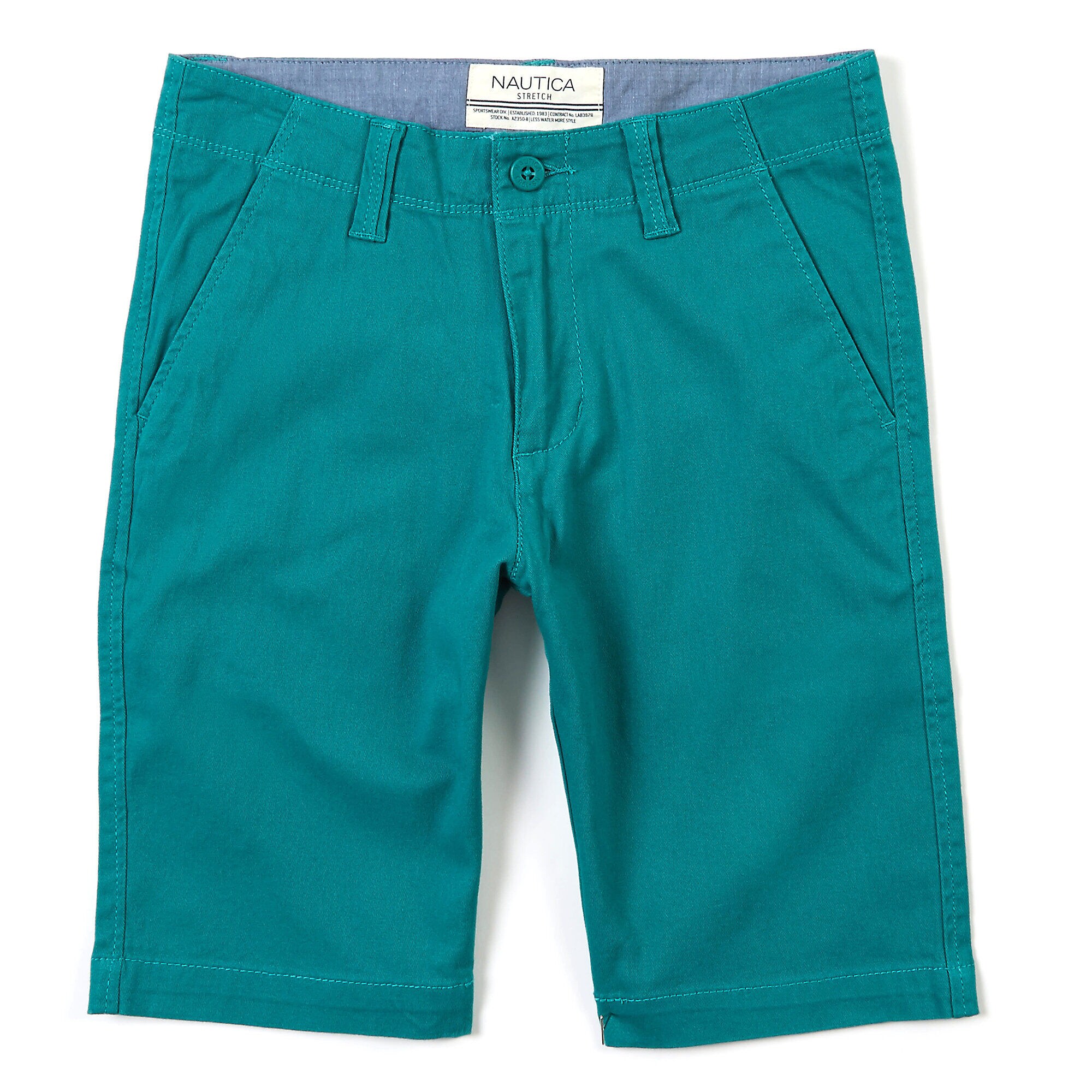 Boys' Flat Front Shorts (8-20),Tartan Green,large