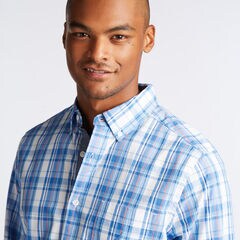 CLASSIC FIT POPLIN SHIRT IN PLAID,Clear Sky Blue,large