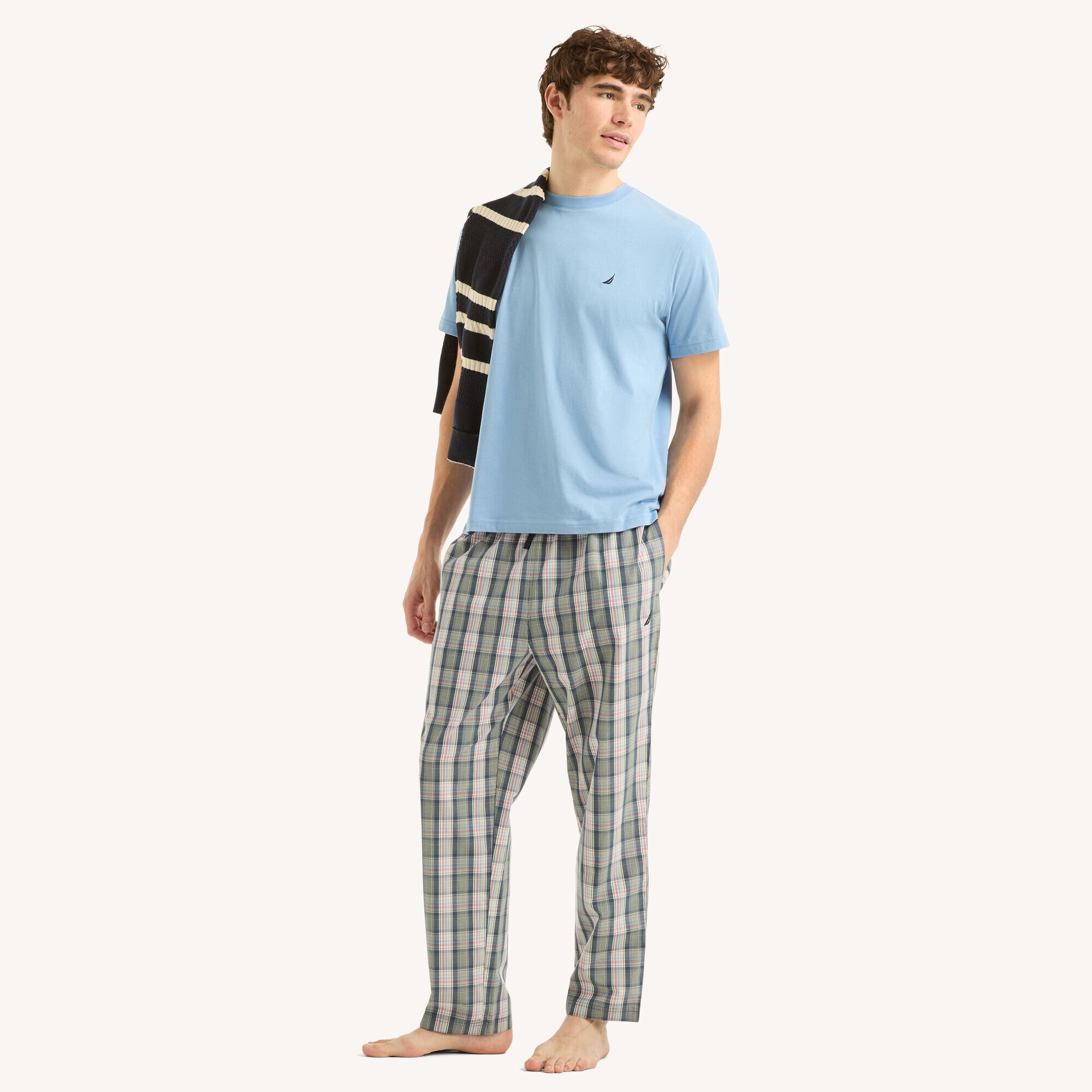 Plaid Pajama Pant Set,Breeze,large