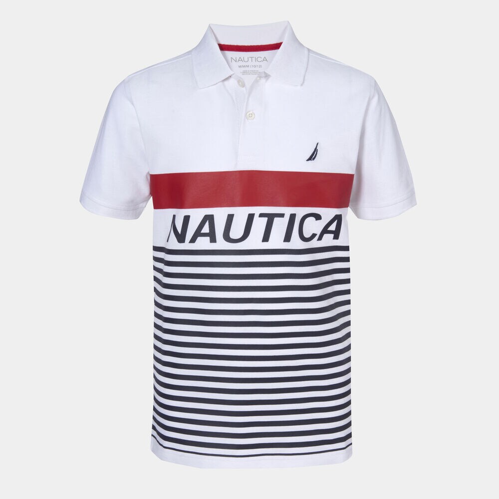 BOYS' RICKIE STRIPE HERITAGE POLO (8-20),Antique White Wash,large