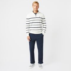 NAVTECH STRIPED QUARTER-ZIP SWEATER,Marshmallow,large