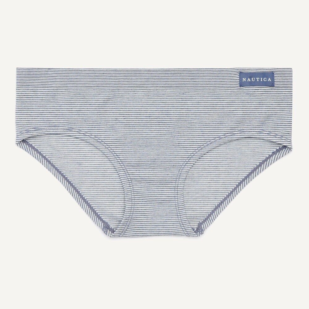 Striped Seamless Hipster Brief, 5-Pack,Workshirt Blue,large