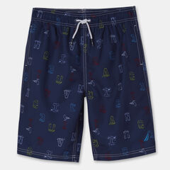 LITTLE BOYS' PERTH LOGO SWIM TRUNKS (4-7),J Navy,large