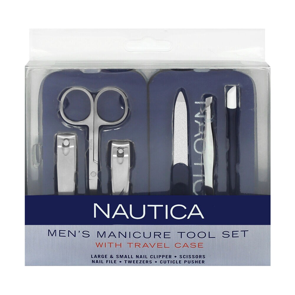 MANICURE TOOL SET WITH TRAVEL CASE, 6-PC,Navy,large