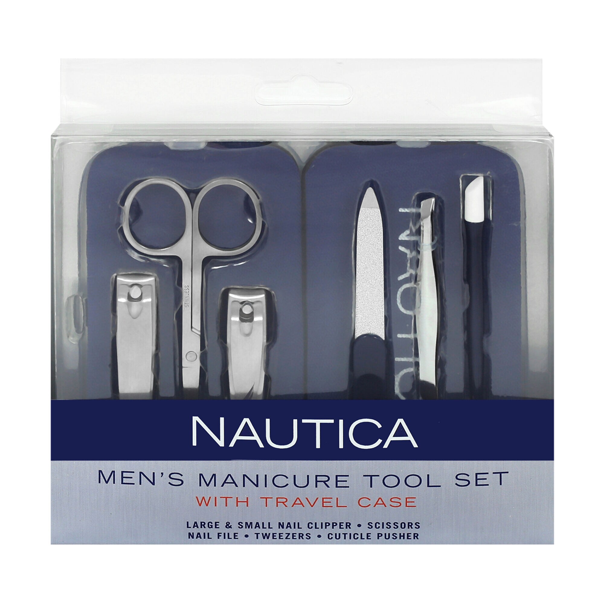 MANICURE TOOL SET WITH TRAVEL CASE, 6-PC,Navy,large
