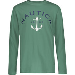 BOYS' ANCHOR GRAPHIC LONG-SLEEVE T-SHIRT (8-20),Juniper Green,large