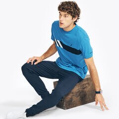 NAVTECH CHEST-STRIPE CREWNECK T-SHIRT,True Navy,large